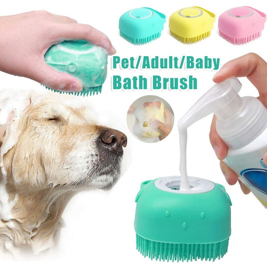 Silicone Dog Bath Massage Gloves - Brush Pet Cat Bathroom Cleaning Tool
